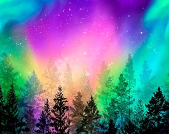 Aurora Northern Lights- Timeless Treasures - 1 Panel (23&quot;) - More Available