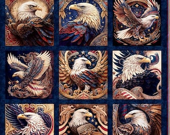 New - American Spirit Eagle Navy Blocks - Morris Creative - QT Fabrics - 1 Yard Panel - More on Order