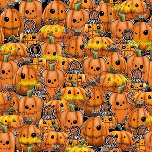 Steampunk Halloween 3 Pumpkins - QT Fabrics - 1 Yard - More Available