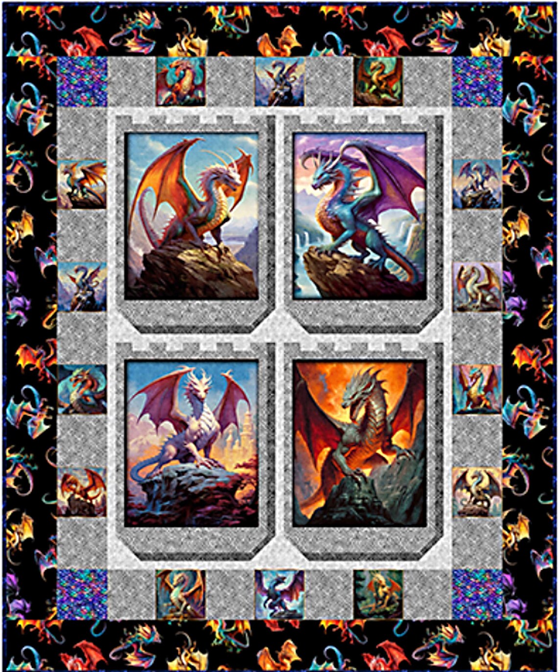 Dragon's Song Panel - Morris Creative Group - QT Fabrics - 1 Yard Panel ...