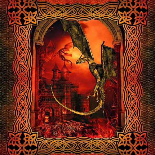 Celtic Red Dragon Panel - in the Beginning - Jason Yenter - 1 Yard