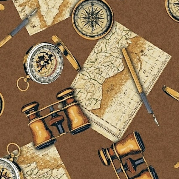 Steampunk Expedition Bronze  Pathfinder - Windham Fabrics - 1 Yard - More Available - By the Yard