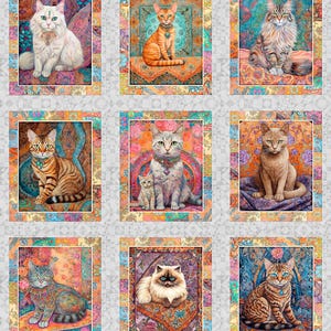 New - Quilt Room Kitties - Morris Creative Group - QT Fabrics - 1 Yard Panel - More Available