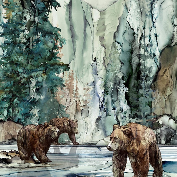 New - Northern Peaks Bear - Deborah Edwards Melanie Samra - Northcott - 1 Panel (32") - More Available