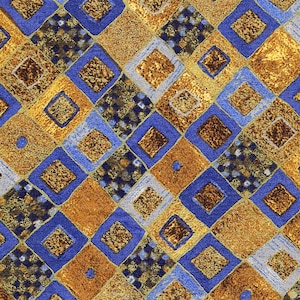 Gustav Klimt Cobalt Diamonds Metallic - Robert Kaufman - 1 Yard - More Available