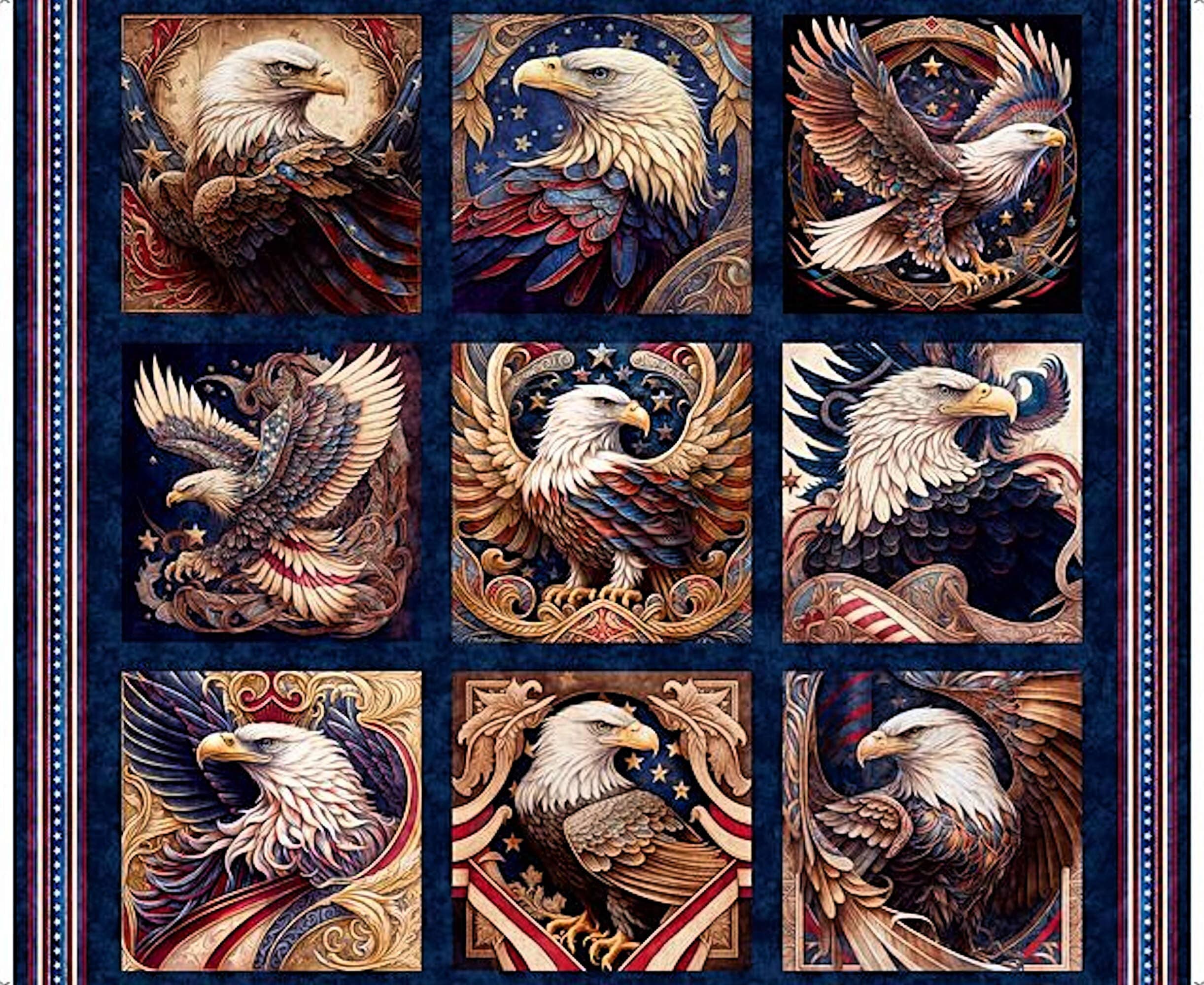 New - American Spirit Eagle Navy Blocks - Morris Creative - QT Fabrics ...