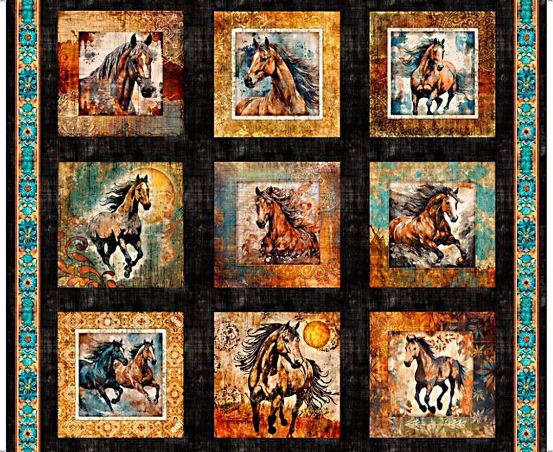 New - Born to Run Blocks - Dan Morris - QT Fabrics - 1 Yard Panel ...