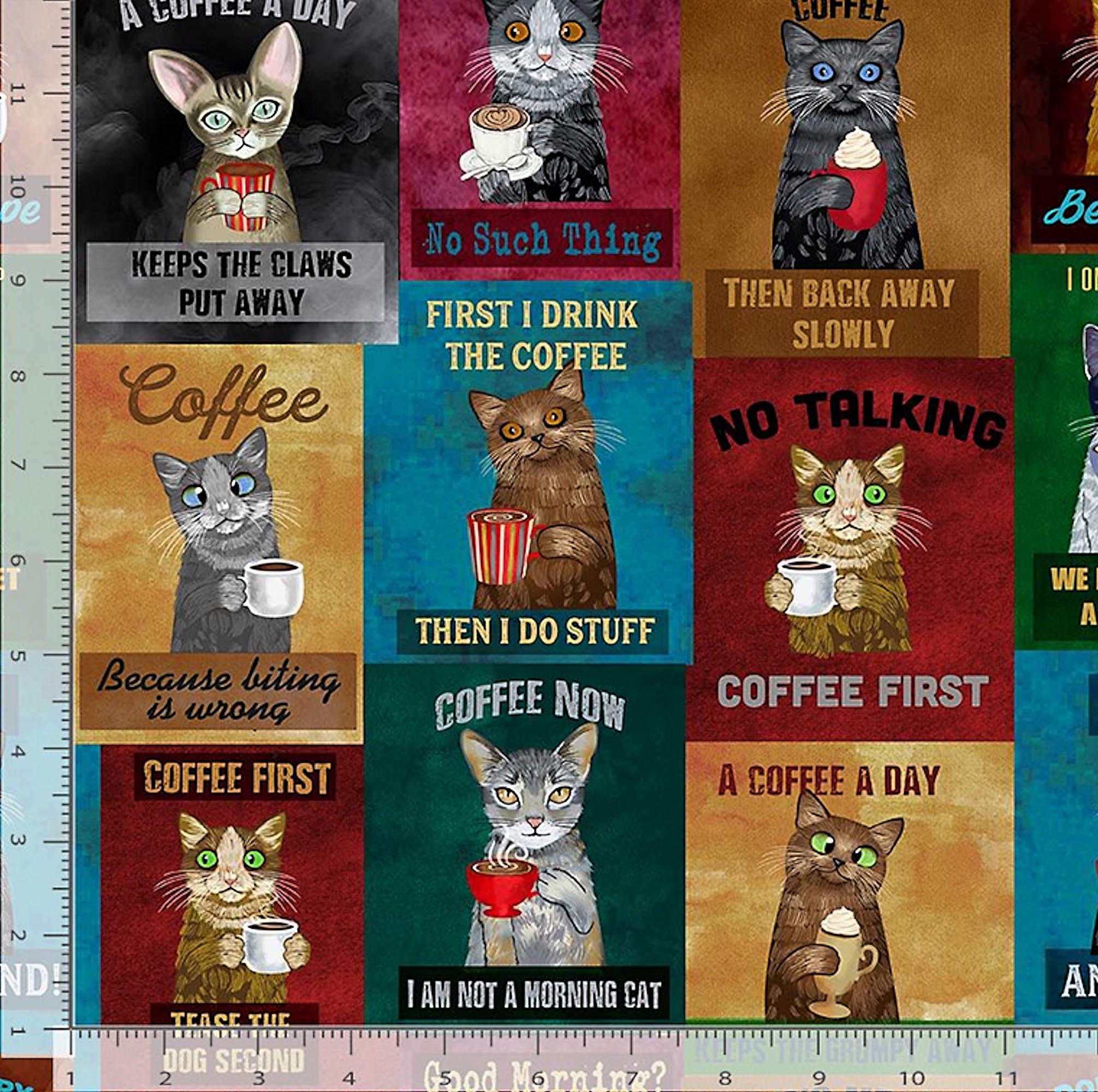 New - Coffee Cats - Timeless Treasures - 1 Yard - More Available - Etsy