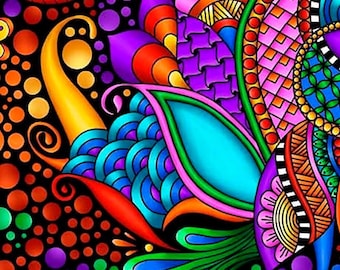 Carnivale Floral Geometric - Debi Payne - Quilting Treasures - 1 Yard - More Available