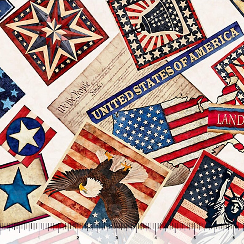 New - American Tapestry Collage - Dan Morris - QT Fabrics - 1 Yard ...