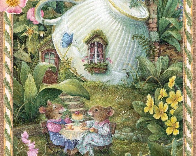 Holly Pond Hill Cup of Tea Panel David Textiles Susan Wheeler 1 Yard