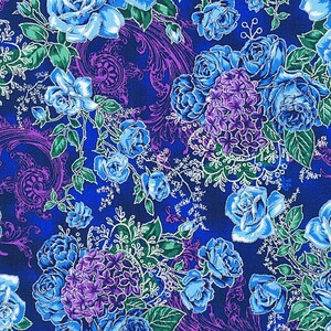 Mystic Moon Floral Night Silver Metallic - Robert Kaufman - 1 Yard - More Available