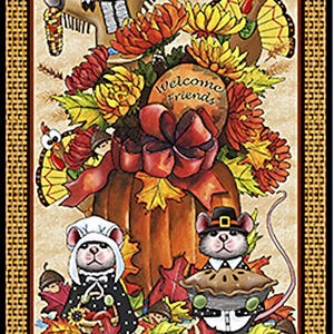 A Pilgrim&#39;s Autumn Panel - QT Fabrics - 1 Panel 24&quot;- More Available