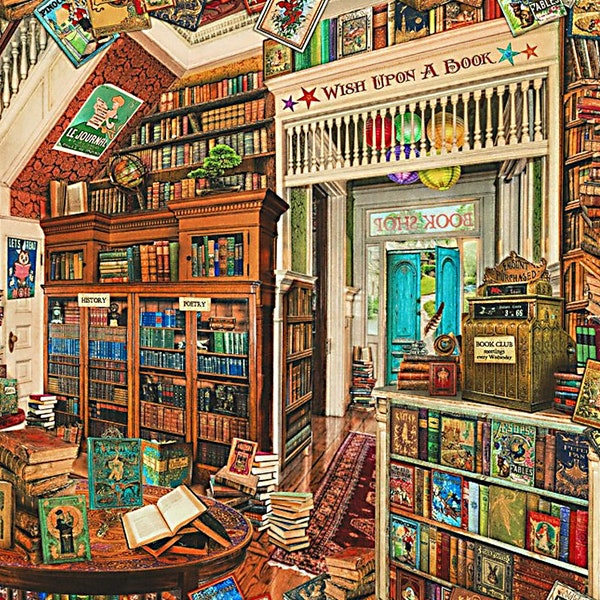 Library of Rarities Book Store - Aimee Stewart - Robert Kaufman - 1 Yard - More Available - By the Yard