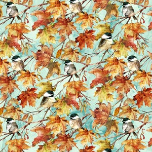 Neu - Autumn Breeze Chickadees - Deborah Edwards und Melanie Samra - Northcott - 1 Yard - mehr verfügbar