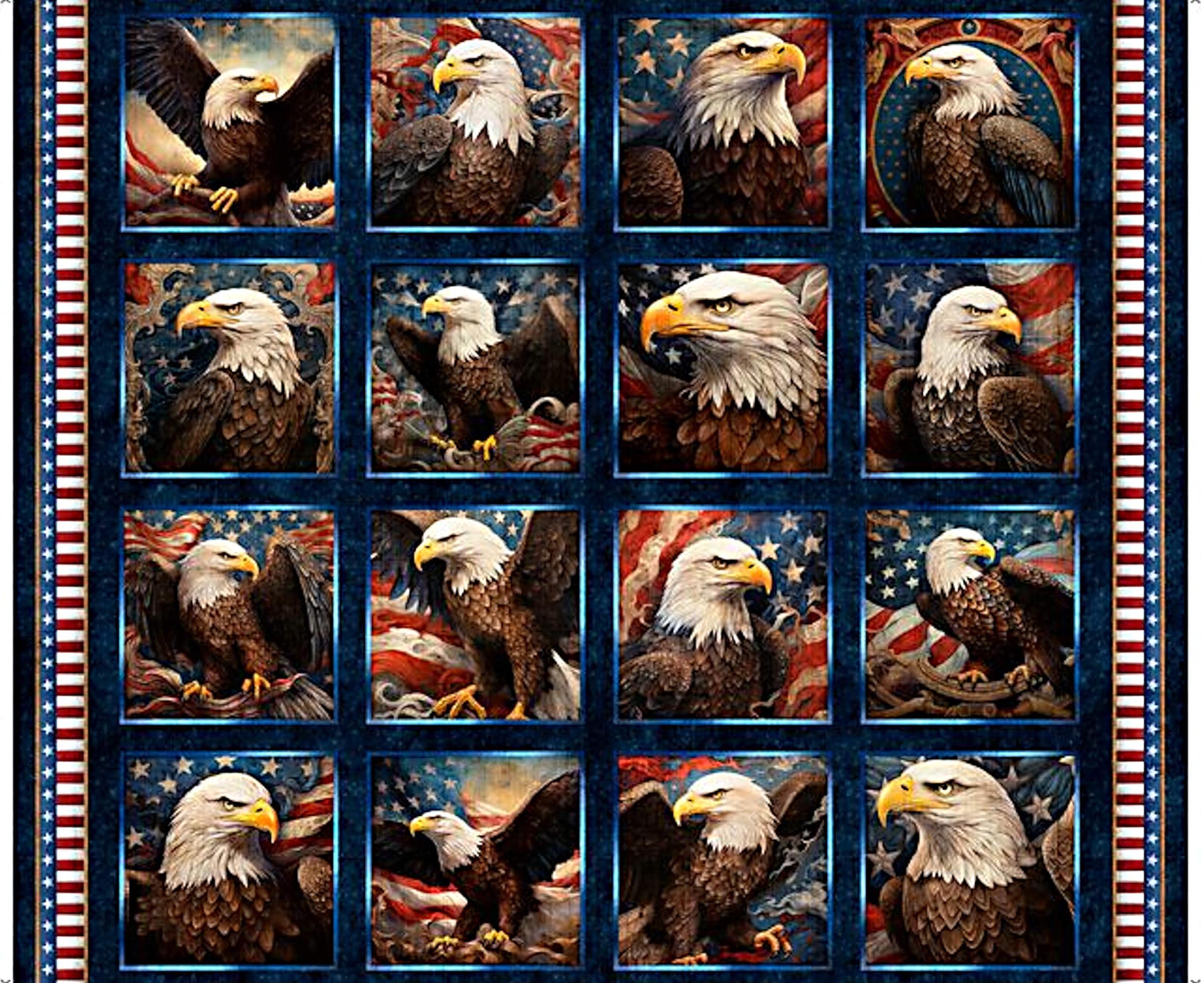 1776 Eagle Navy Picture Patches - Morris Creative - QT Fabrics - 1 Yard ...