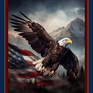 Nieuw - Soaring Flag Eagle - paneel van 1 meter groot - meer beschikbaar