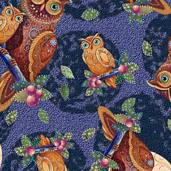 Opulent Owls Toss - QT Fabrics - 1 Yard - More Available - By the Yard