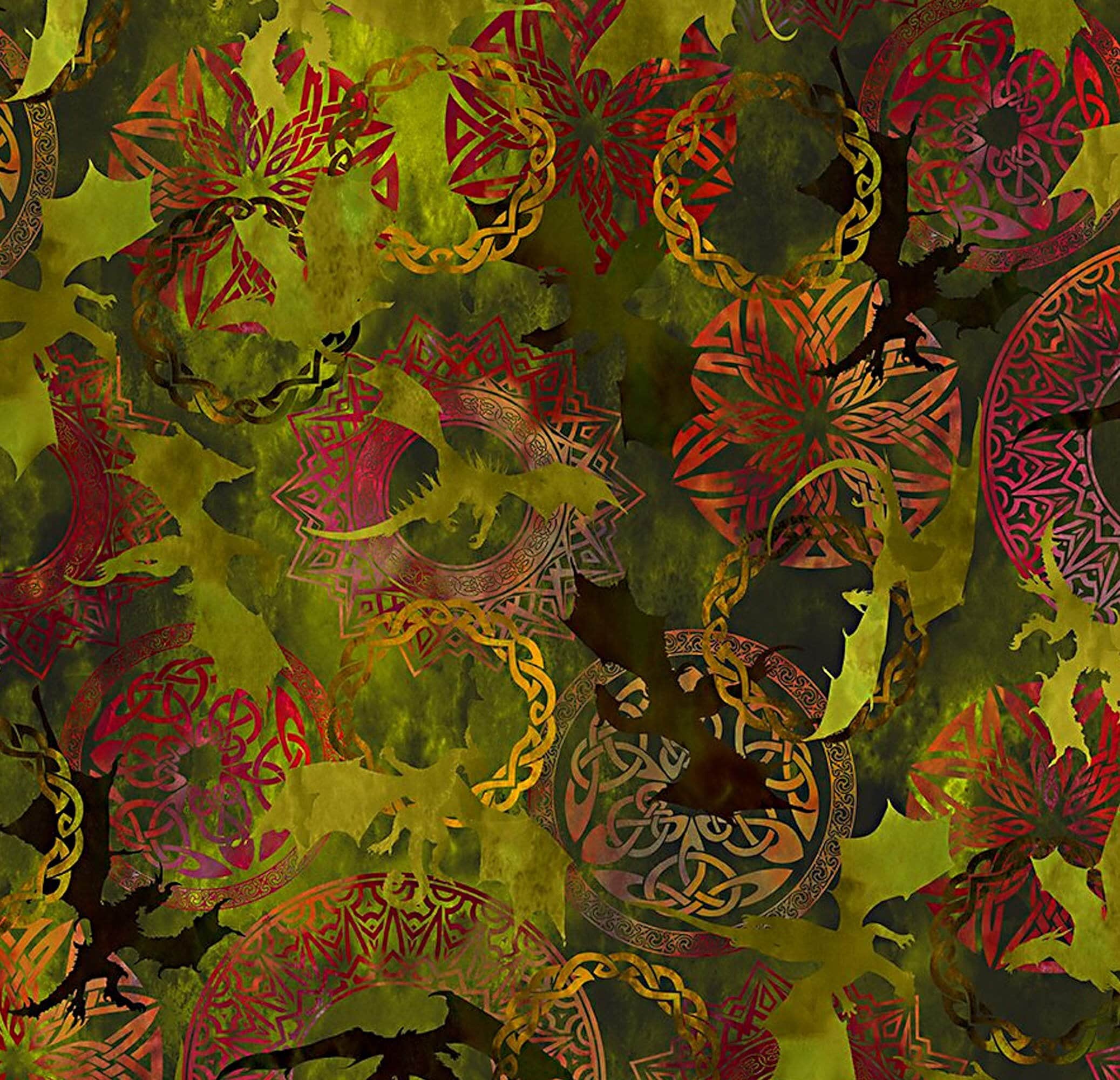 The Ancients Dragons Green Flying Dragon - In the Beginning - Jason Yenter - 1 Yard - More Available