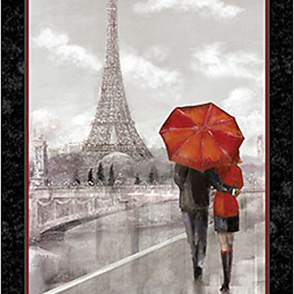 Artworks Couple in Paris - Quilting Treasures - 1 Panel (24") - More Available