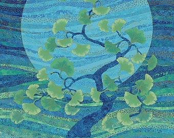 New - Shimmer Ginkgo Garden - Deborah Edwards - Northcott Stonehenge - 1 Panel (24") - More Available