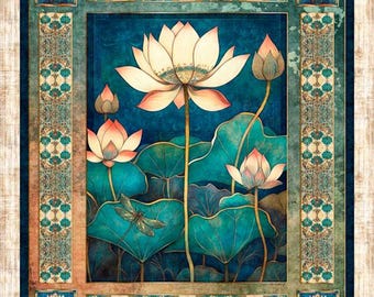 New - Serenity - Lotus Flower Panel (36") - Morris Creative - QT Fabrics - More Available
