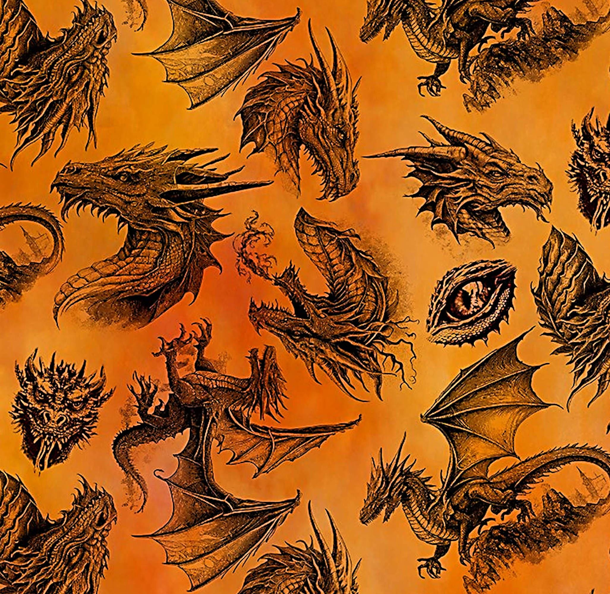 New - Emerald Reign Dragon Etching - In the Beginning - Jason Yenter - 1 Yard - More Available