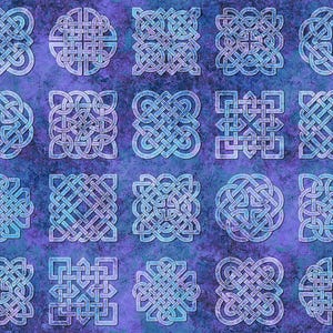 Nieuw - Stonehenge Celtic Roots paarse blokken - Sara Lister - paneel (24&quot; x 43&quot;)