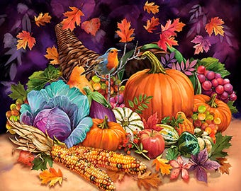 New - Cornucopia Harvest  - QT Fabrics - 1 Yard Panel - More Available