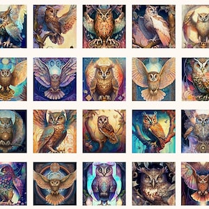Patchs crème Mystic Owl - Tissus QT - Panneau de 1 yard - Plus disponible