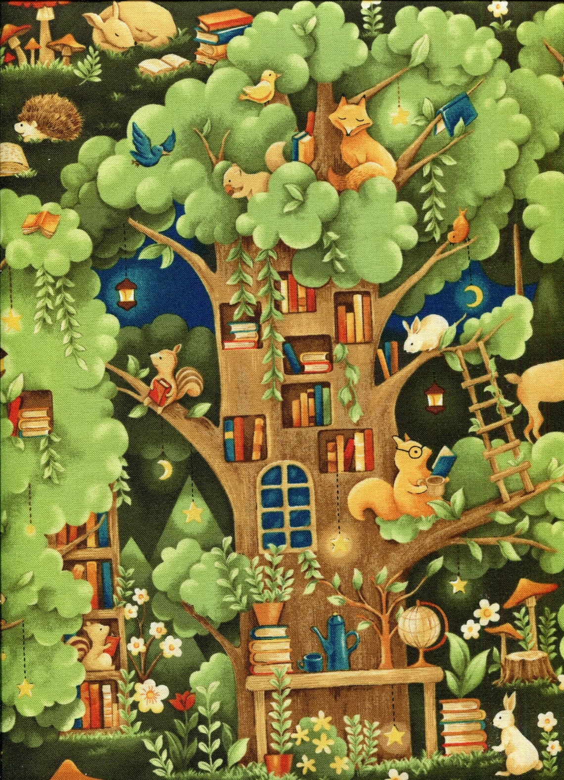 Forest Fables Animal Treehouse Paintbrush Studio 1 Yard Etsy