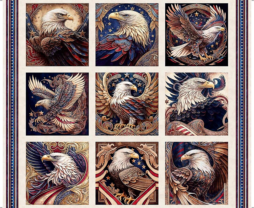 American Spirit Eagle Blocks - Morris Creative - QT Fabrics - 1 Yard ...