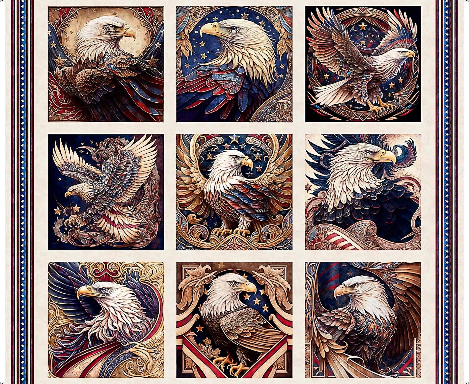 American Spirit Eagle Blocks - Morris Creative - QT Fabrics - 1 Yard ...