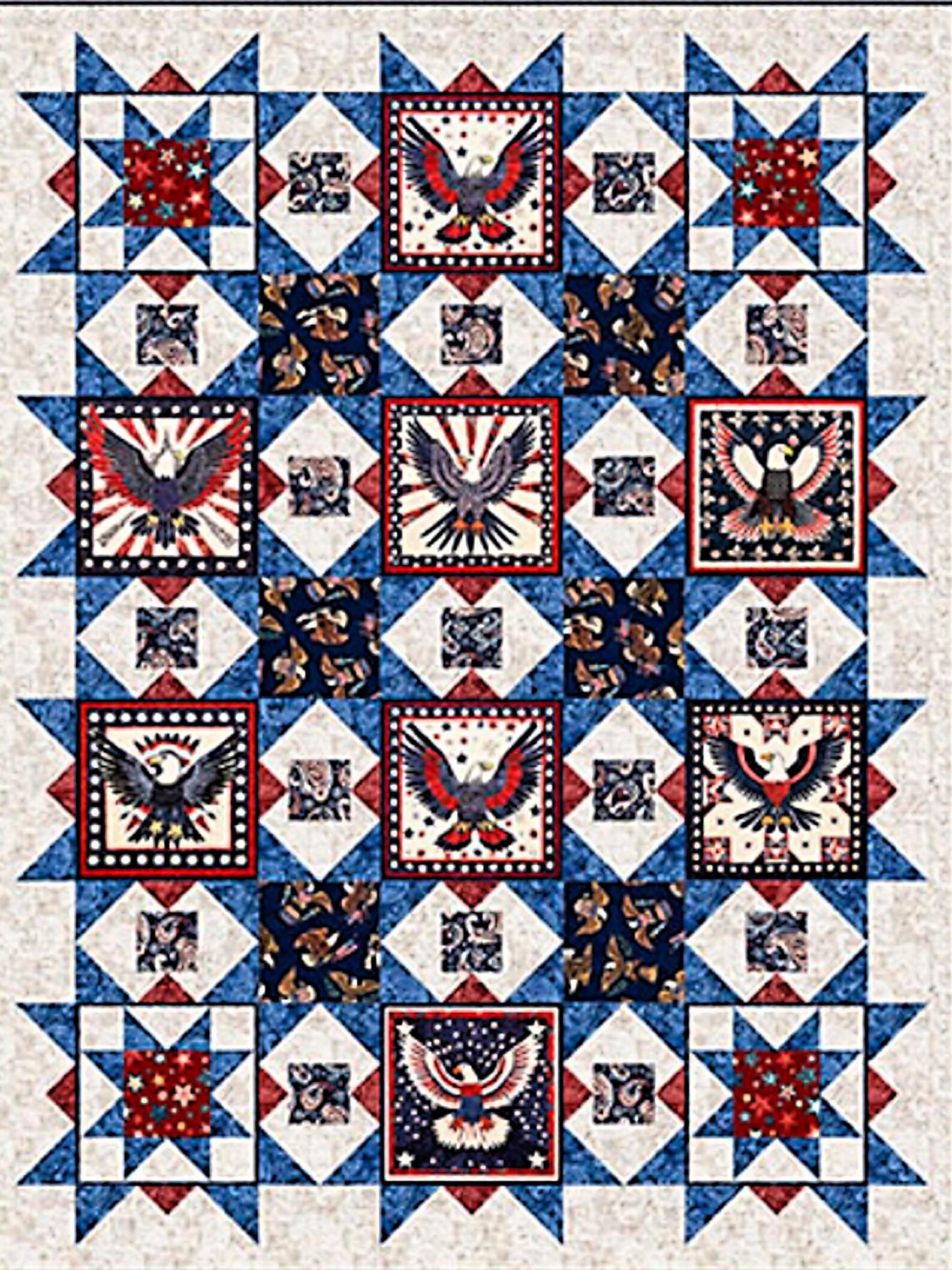 New - American Tapestry Eagle Blocks - Dan Morris - QT Fabrics - 1 Yard ...