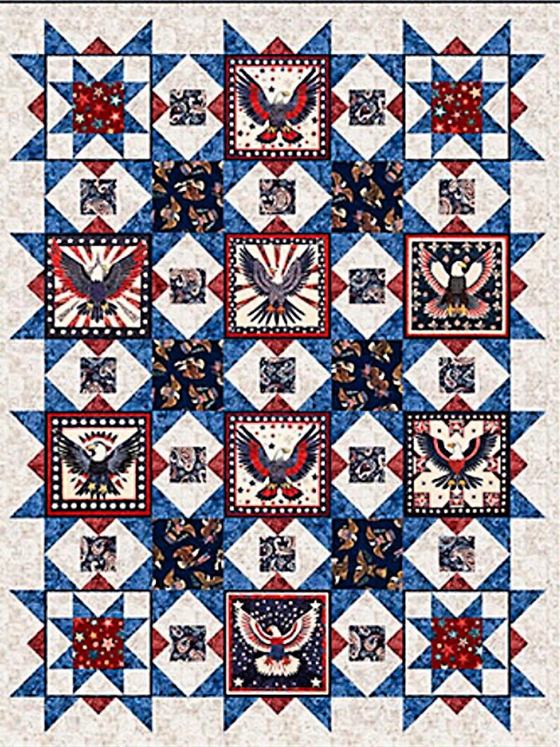 New - American Tapestry Eagle Blocks - Dan Morris - QT Fabrics - 1 Yard ...