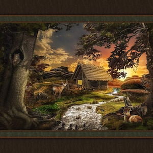 New - Peaceful Cabin  Digital - 1 Yard Panel