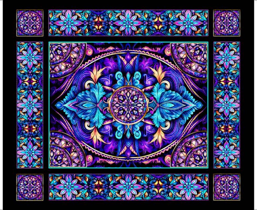 New - Royale Stained Glass Panel - Morris Creative - QT Fabrics - 1 ...