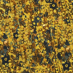 Gustav Klimt Flowers Gold Metallic - Robert Kaufman - Half Yard