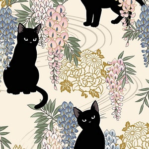 Neko Wisteria Cats Cream - Quilt Gate - Fat Quarter
