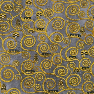Gustav Klimt Grey Swirl Metallic - Robert Kaufman - Fat Quarter