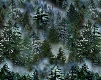 New - Misty Forest Evergreen - Timeless Treasures - Yardage - More Available