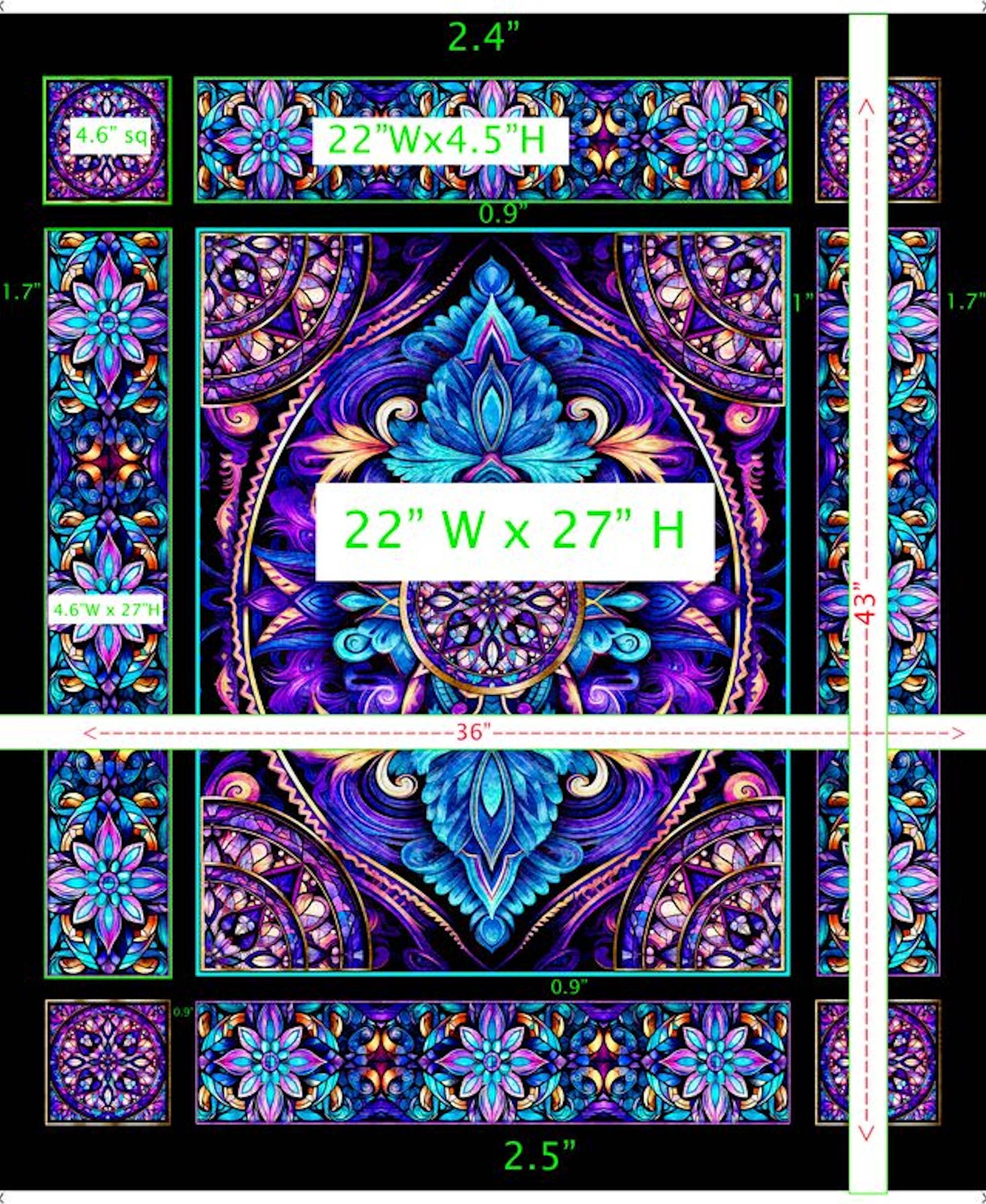 New - Royale Stained Glass Panel - Morris Creative - QT Fabrics - 1 ...