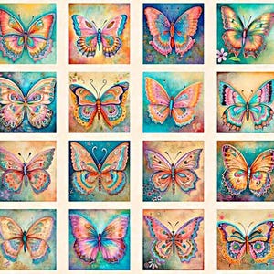 New - Spring Bling Butterfly Picture Patches - QT Fabrics - 1 Yard Panel - More Available