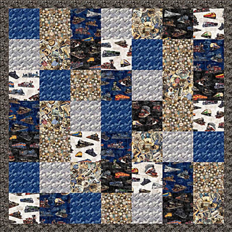New - Steam and Steel Blocks - Dan Morris - QT Fabrics - 1 Yard Panel ...