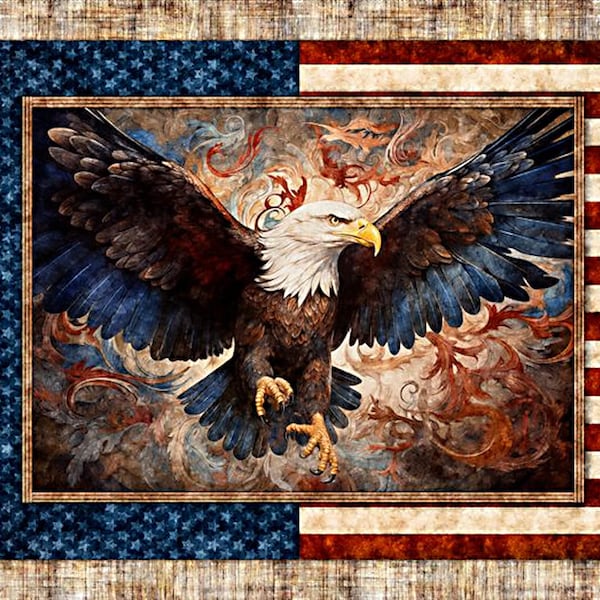 New - 1776 American Eagle - Morris Creative - QT Fabrics - 1 Yard Panel - More Available