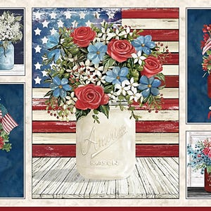Nieuw - Patriotic Bouquet-paneel - P & B Textiles - Cindy Jacobs - Paneel (24&quot;) - meer beschikbaar