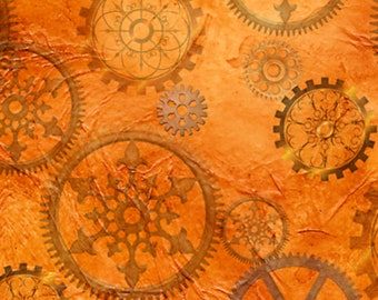 New - Aquatic Steampunkery Rust Gears - Quilting Treasures - 1 Yard - More Available - By the Yard