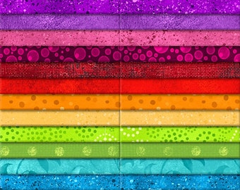 Magic Colors 40 Karat Essential Gems - Wilminton Prints - Vorgeschnittene 40 Streifen (6,5 x 111 cm) - Jelly Rolls