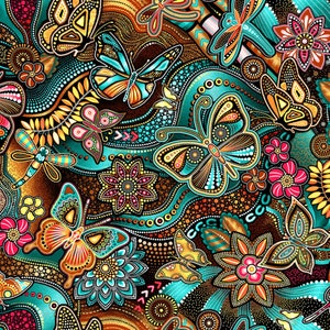 Pannotia Butterfly Teal Digital - Oasis Fabrics - 1 Yard - More Available