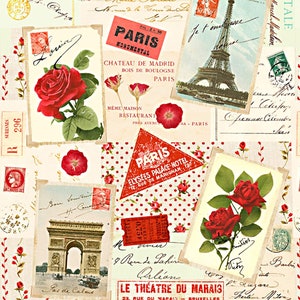 Cartões postais vintage de Paris - Tesouros atemporais - 1 jarda - Último disponível